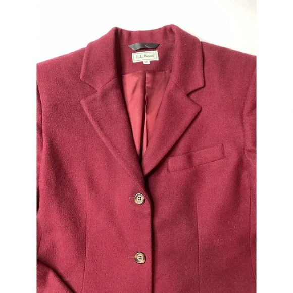 LL Bean Vintage Red Wool Blazer Jacket Coat Women’s Size 12 - Picture 4 of 7